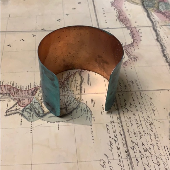 Handmade Upcycled Copper Patina Cuff Bracelet - Picture 3 of 3